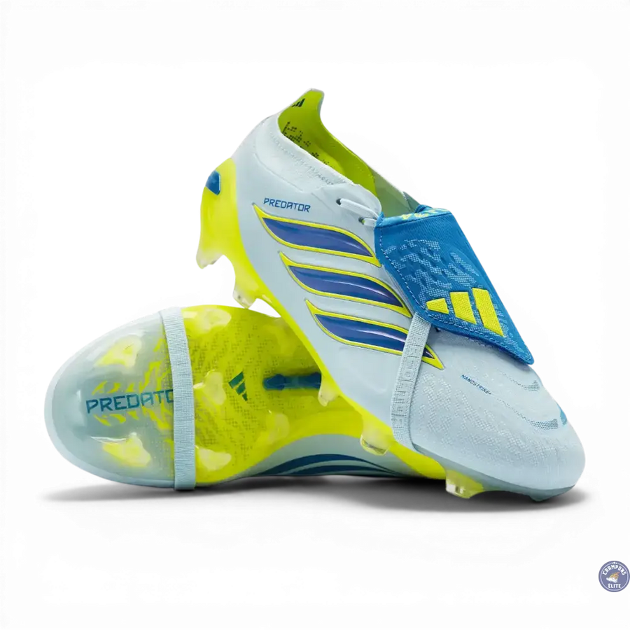 Crampons Predator Elite Fold-over Tongue FG Ice Cold Precision - Gris/Bleu/Jaune