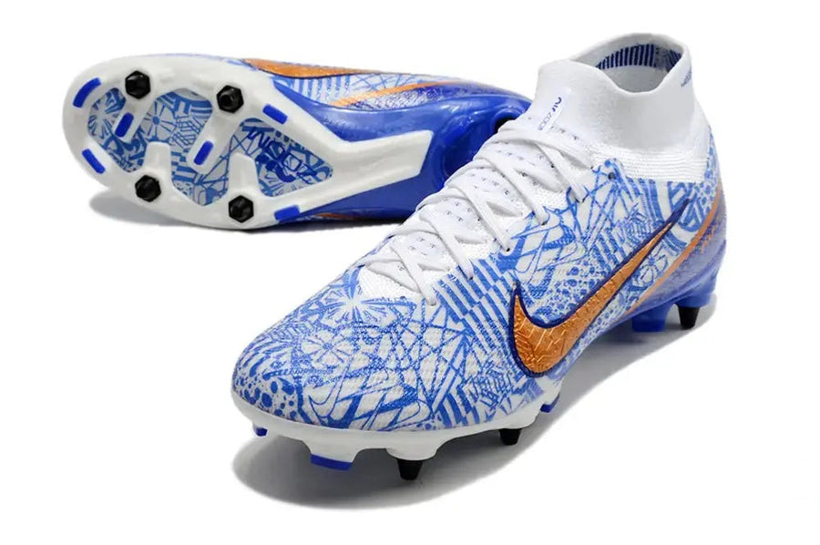 Crampons Air Zoom Mercurial Superfly 9 Elite SG-PRO CR7 Personal Edition - Blanc/Cuivré/Bleu