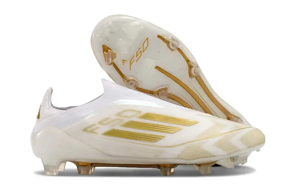 F50 Elite Laceless FG Day Spark - Blanc/Doré/Blanc