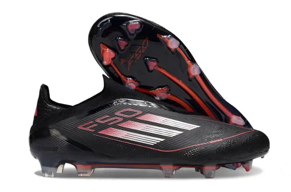 F50 Elite Laceless FG Stealth Victory - Noir/Argenté/Lucid Red