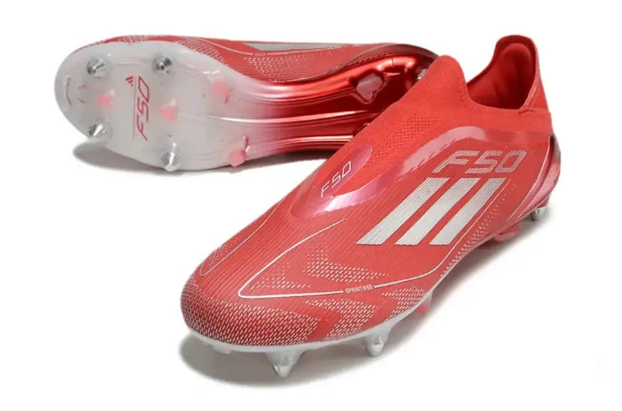 Crampons F50 Elite Laceless SG x Soccer.com - Rouge/Argent
