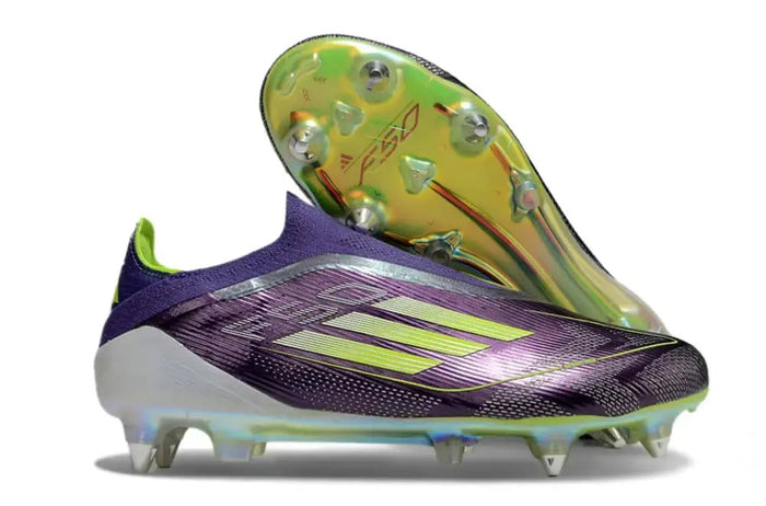 Crampons F50 Elite Laceless SG Fast Reborn - Violet/Blanc/Lucid Lemon ÉDITION LIMITÉE