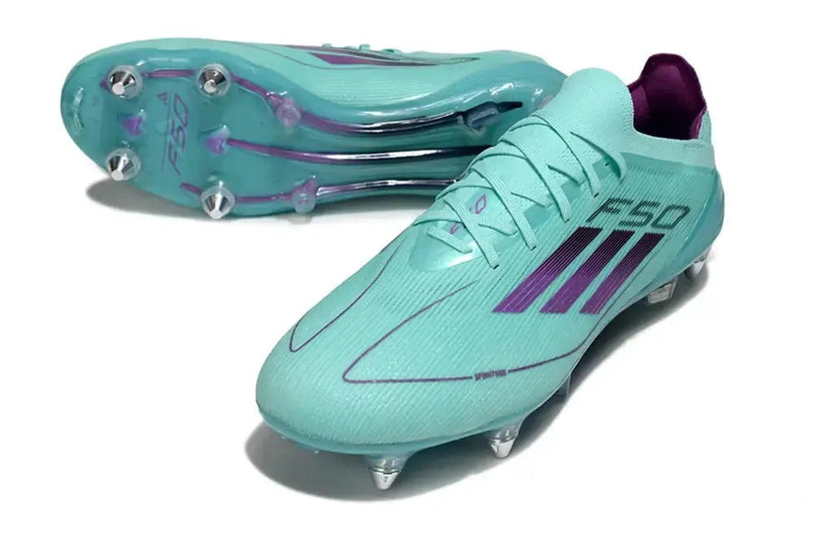 Crampons F50 Elite Lacets SG - Bleu Turquoise/Violet