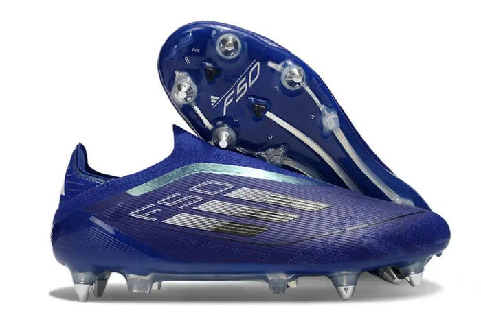 Crampons F50 Laceless Elite SG - Bleu/Argenté/Blanc