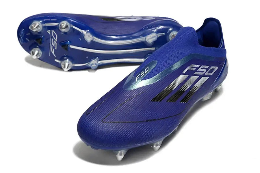 Crampons F50 Laceless Elite SG - Bleu/Argenté/Blanc