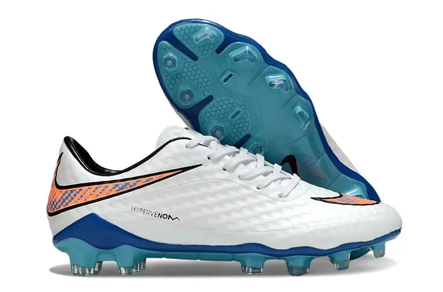 Crampons New Hypervenom 1 Phantom Elite FG Blanc/Bleu/Orange