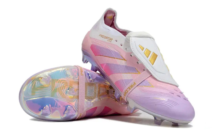 Crampons Predator 25 Elite Fold-over Tongue FG - Rose/Blanc/Or