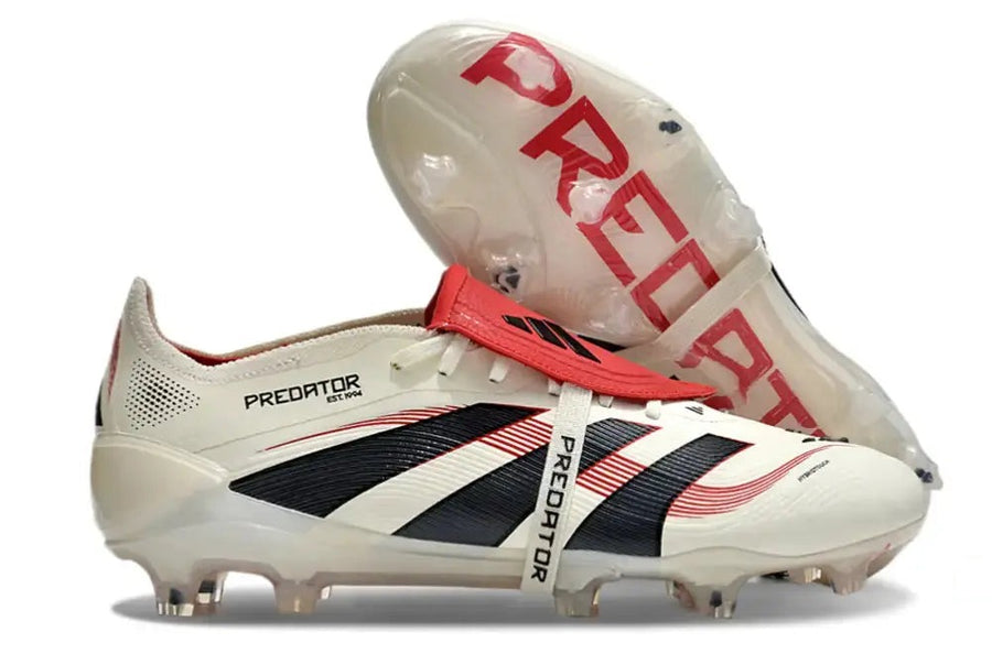 Crampons Predator 25 Elite Fold-over Tongue FG Champagne - Blanc/Noir/Pure Ruby