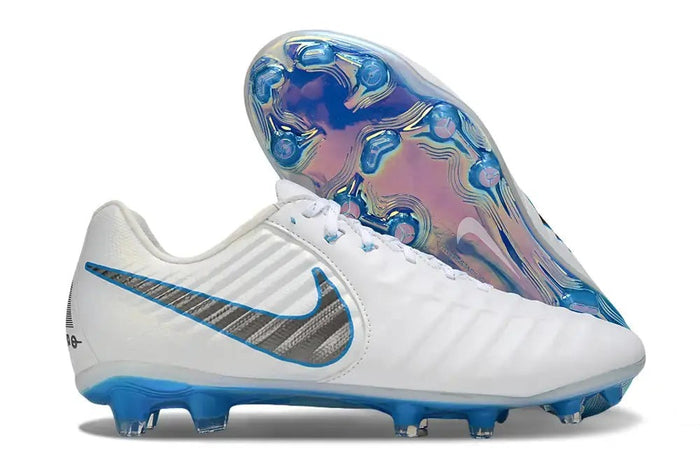 Crampons Tiempo 9 Elite FG - Blanc/Bleu