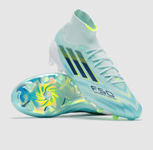 Adidas F50 Sparkfusion Mid Cut Lacets FG - Turquoise/Bleu Marine/Blanc