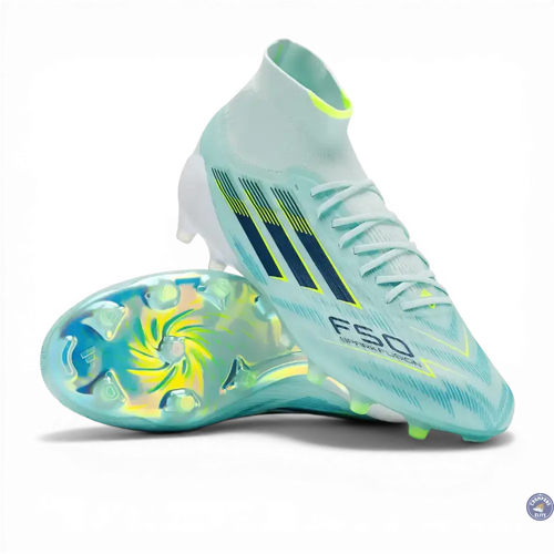 Adidas F50 Sparkfusion Mid Cut Lacets FG - Turquoise/Bleu Marine/Blanc
