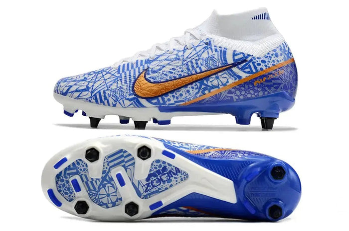 Crampons Air Zoom Mercurial Superfly 9 Elite SG-PRO CR7 Personal Edition - Blanc/Cuivré/Bleu
