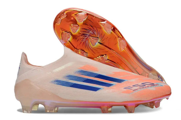 F50 Elite Laceless FG Spark Fusion - Beige/Orange/Bleu