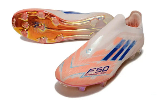 F50 Elite Laceless FG Spark Fusion - Beige/Orange/Bleu