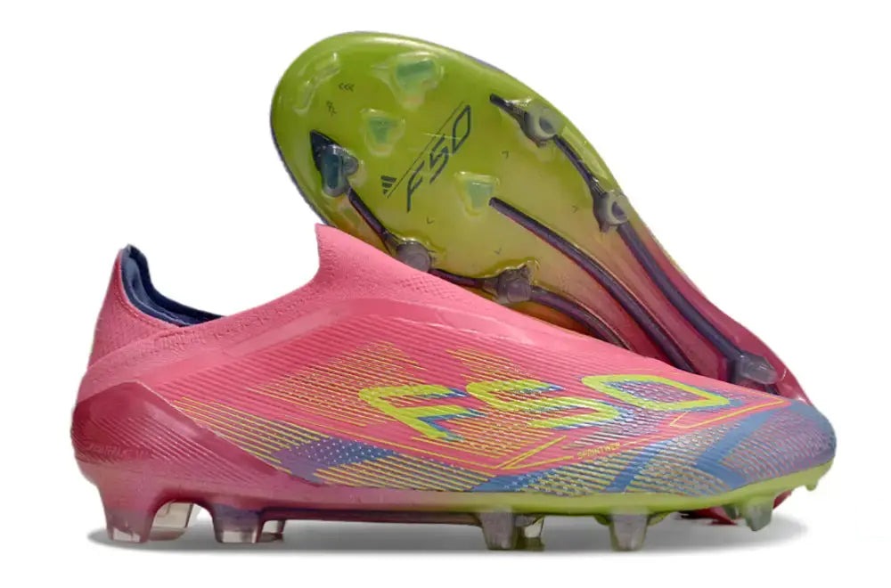 F50 Elite Laceless FG Mystic Victory - Lucid Pink/Lucid Lemon/Blue Fusion
