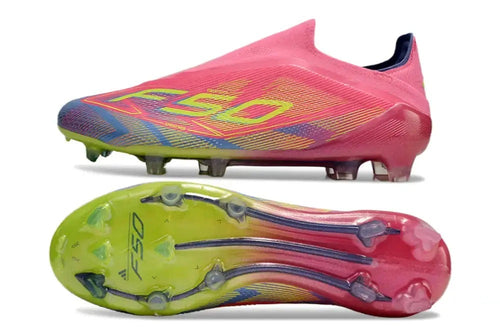 F50 Elite Laceless FG Mystic Victory - Lucid Pink/Lucid Lemon/Blue Fusion
