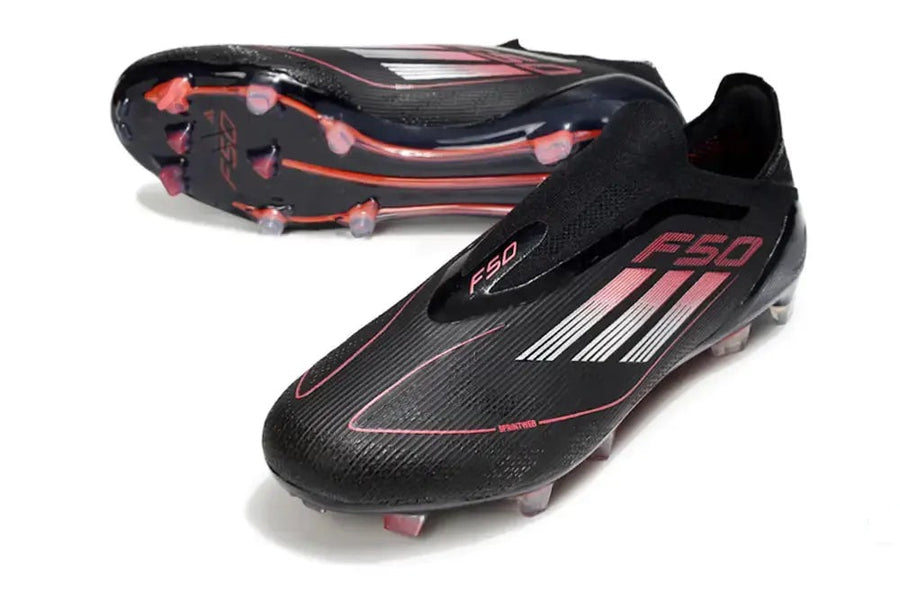 Crampons F50 Elite Laceless FG Stealth Victory - Noir/Argenté/Lucid Red