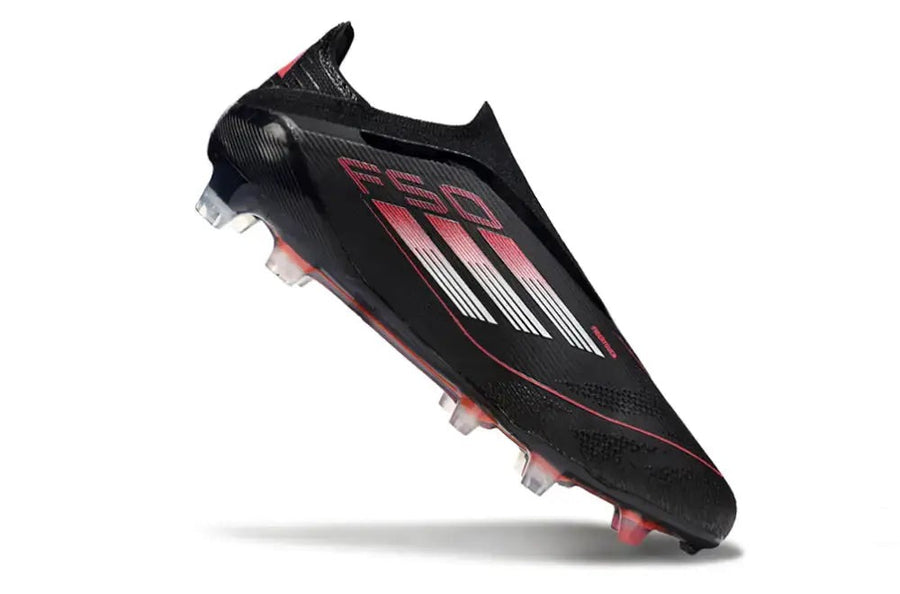 Crampons F50 Elite Laceless FG Stealth Victory - Noir/Argenté/Lucid Red