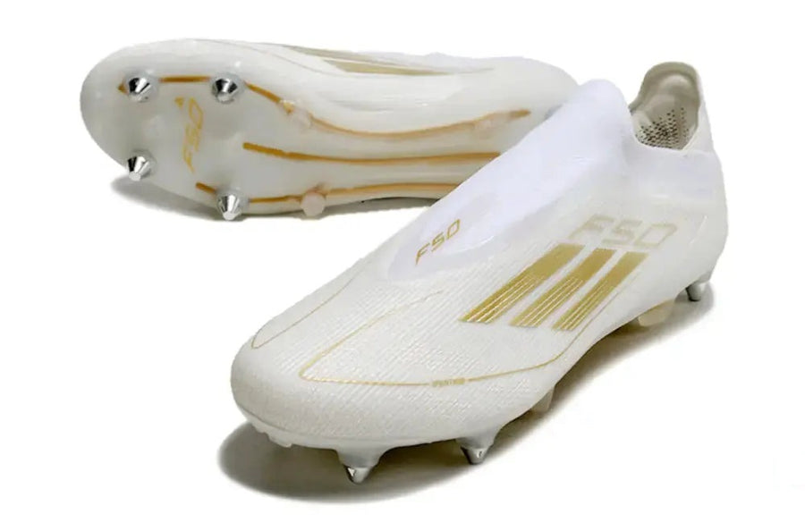 Crampons F50 Elite Laceless SG - Blanc/Doré