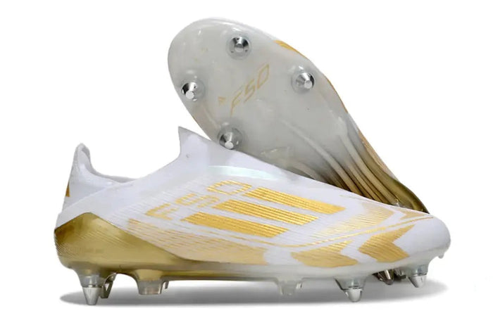 Crampons F50 Elite Laceless SG - Blanc/Doré