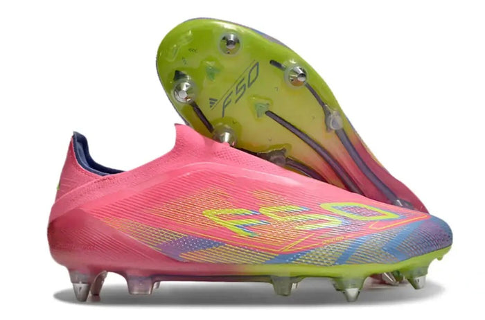 Crampons F50 Elite Laceless SG Mystic Victory - Rose/Vert/Blue Fusion