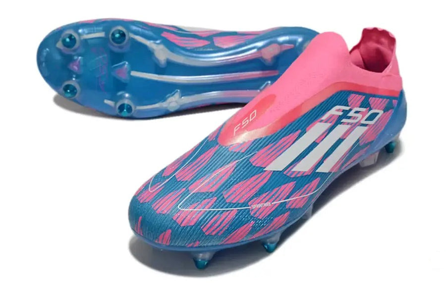Crampons F50 Elite Laceless SG Reemergence - Bleu/Blanc/Rose