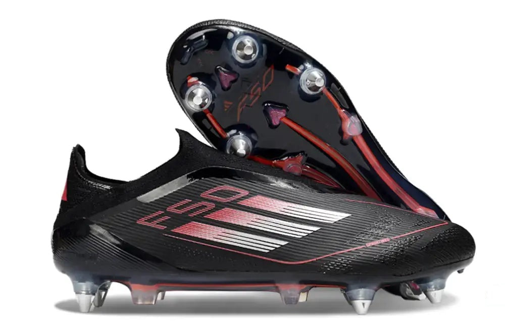 F50 Elite Laceless SG Stealth Victory - Noir/Argenté/Lucid Red