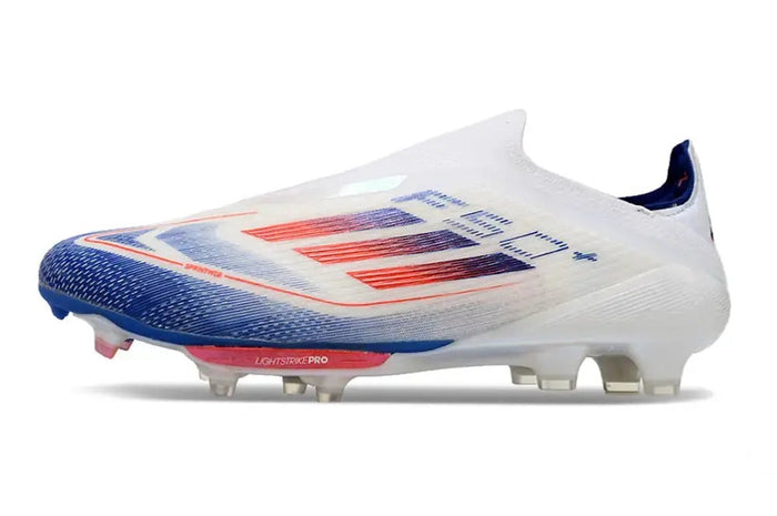 Crampons F50 + Laceless Elite FG Blanc/Bleu/Rouge