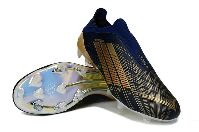 Crampons F50 Elite Laceless FG Édition Spéciale Ousmane Dembélé Ballon d'Or - Bleu Foncé/Or