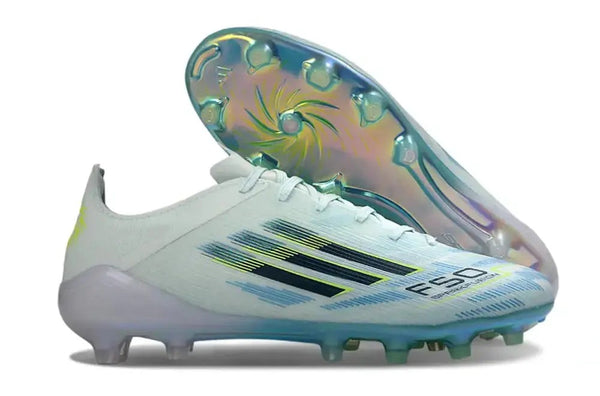 Adidas F50 Sparkfusion League Low Cut Lacets FG Ice Cold Precision - Bleu/Dune Pearl/Jaune