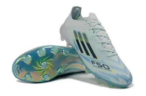 Adidas F50 Sparkfusion League Low Cut Lacets FG Ice Cold Precision - Bleu/Dune Pearl/Jaune