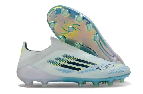 Adidas F50 Sparkfusion League Low Cut Laceless FG Ice Cold Precision - Bleu/Dune Pearl/Jaune