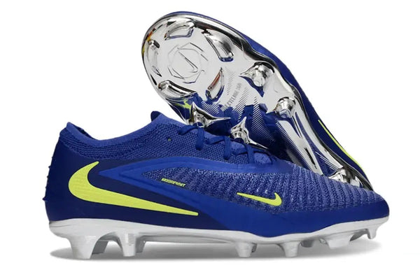 Phantom 6 Elite Low Cut FG - Bleu/Argenté/Jaune Fluo