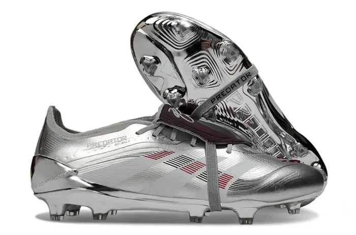 Crampons Predator 25 Elite Fold-over Tongue FG - Argent/Bordeaux