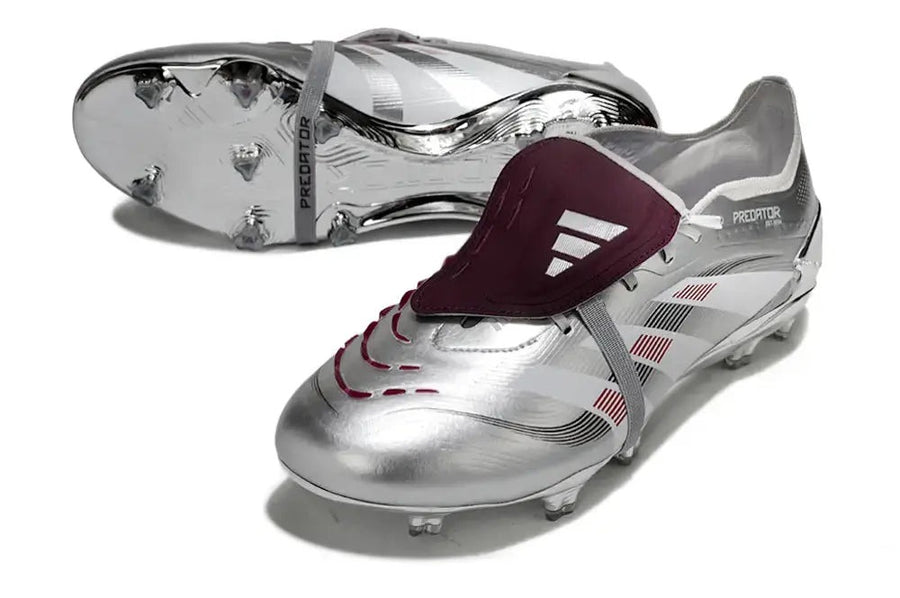Crampons Predator 25 Elite Fold-over Tongue FG - Argent/Bordeaux