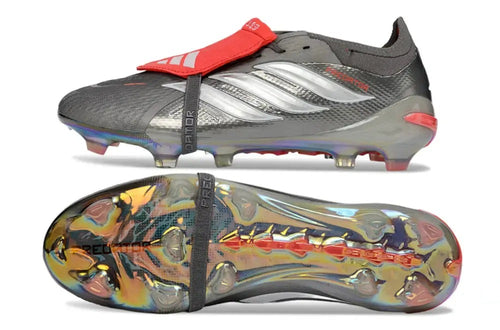 Adidas Predator 26 Elite Fold-over Tongue FG - Gris/Rouge/Blanc