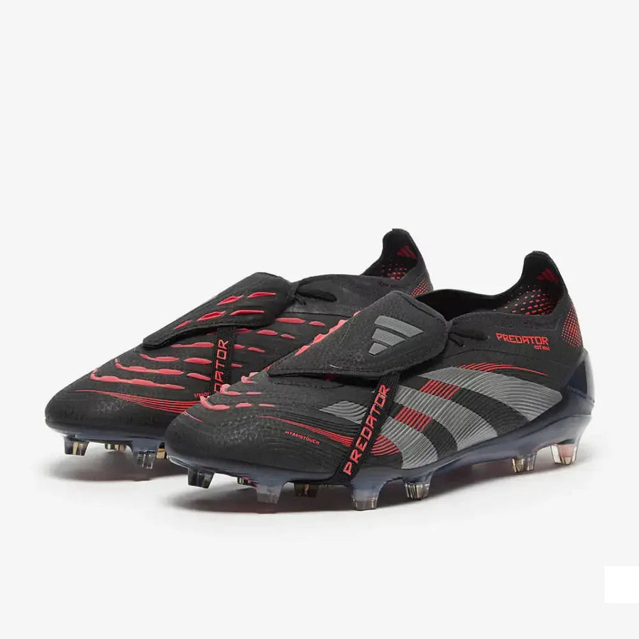 Crampons Predator 25 Elite Fold-over Tongue FG Stealth Victory - Noir/Gris/Lucid Red