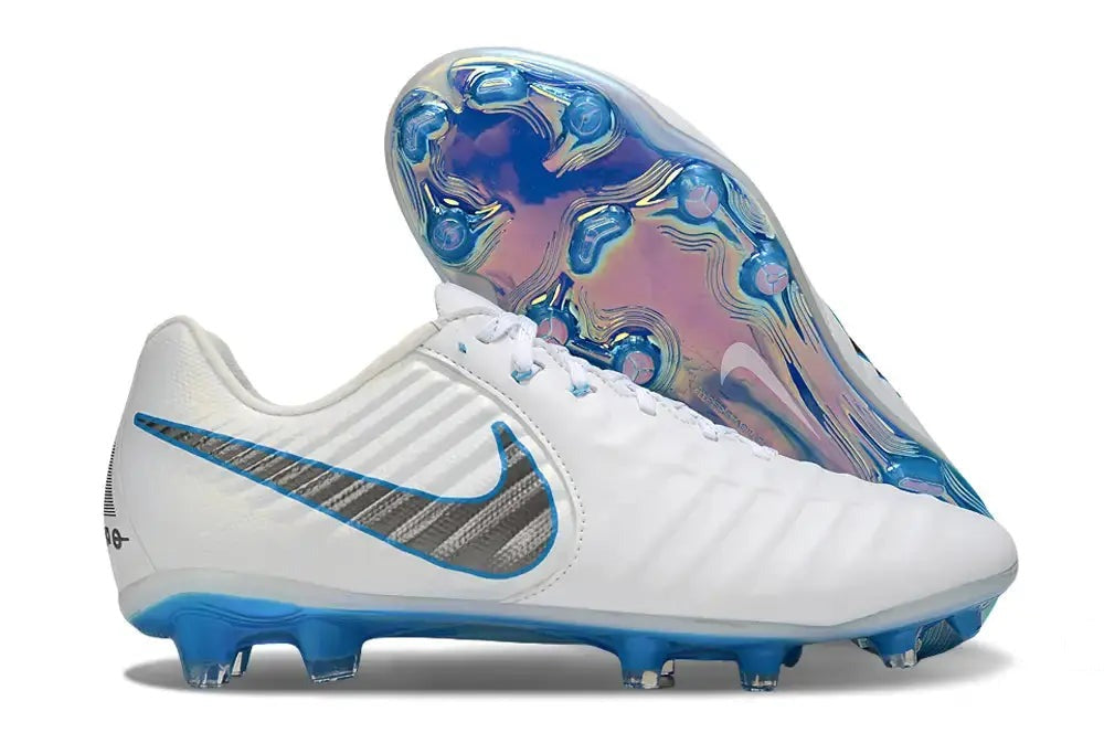 Crampons Tiempo 9 Elite FG - Blanc/Bleu